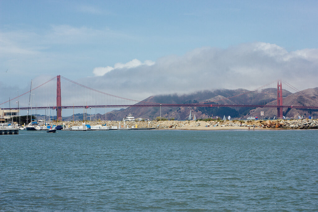 View of Golden Gate Bridge from Marina, a San Francisco neighborhood