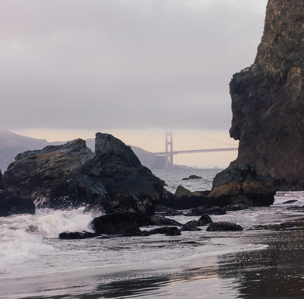 watching the best sunset in San Francisco from Mile Rock Beach