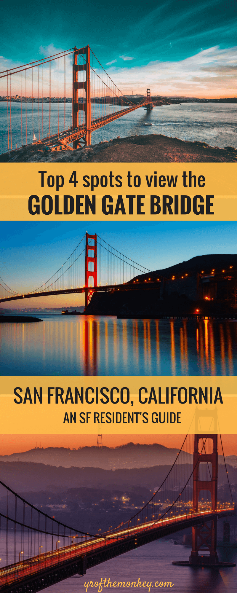 Where can you find the best views of the Golden Gate Bridge, San Francisco, California, USA? This local's guide tells you the BEST four spots to get the most sweeping views of the iconic Golden Gate bridge from in and around San Francisco, Bay Area. Read this insider guide to know the local's secret spots and pin it to your California travel board now! A must read for photographers! #bayarea #californiatravel #california #sanfrancisco #USA #goldengatebridge #northamerica
