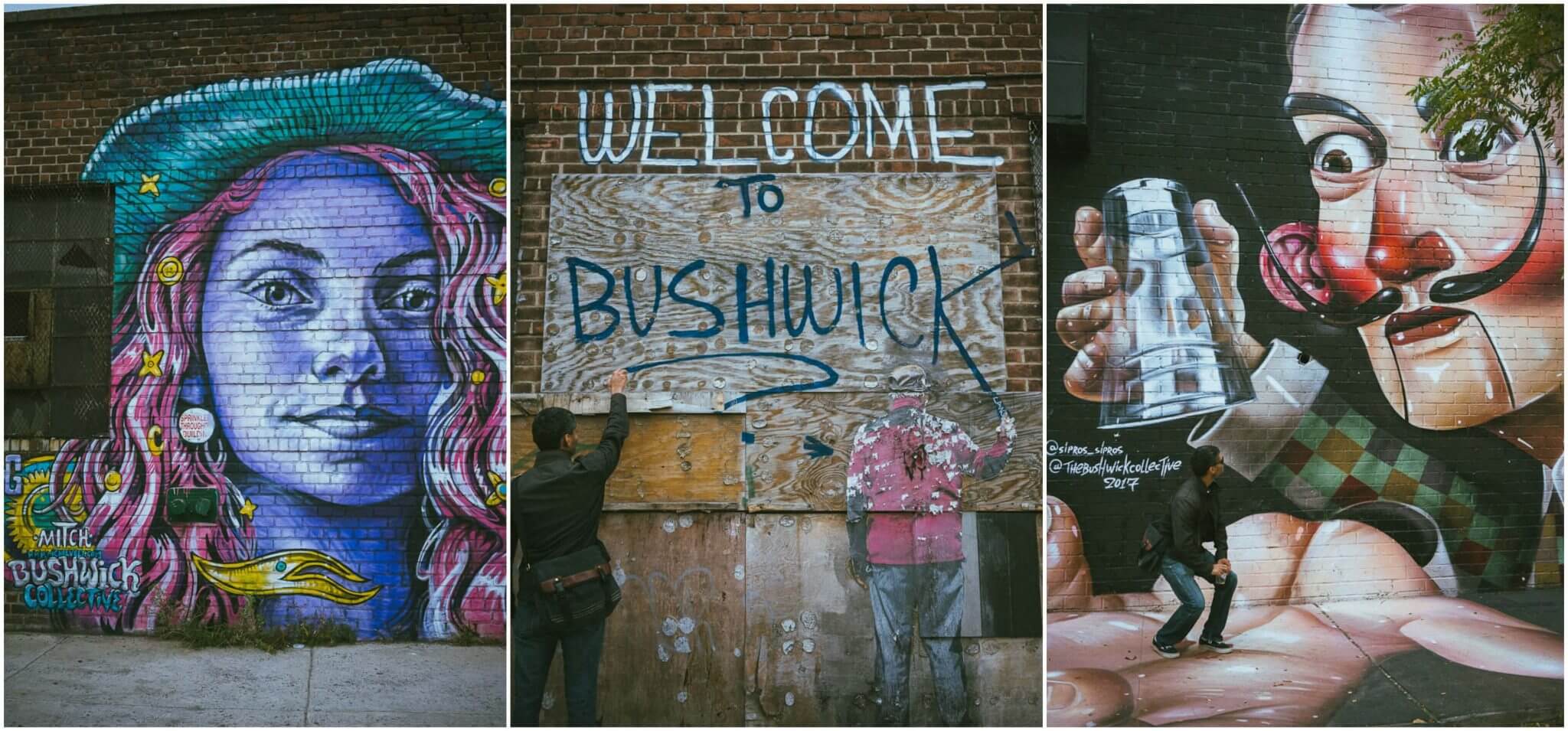 Bushwick Murals is your guide to the stunning Bushwick collective street art in Brooklyn, NYC, USA. Includes a handy Bushwick street art map to locate the murals. Pin it to your New York City travel board as a reminder! #bushwickcollective #streetart #graffiti #murals #newyork #newyorkcity #brooklyn