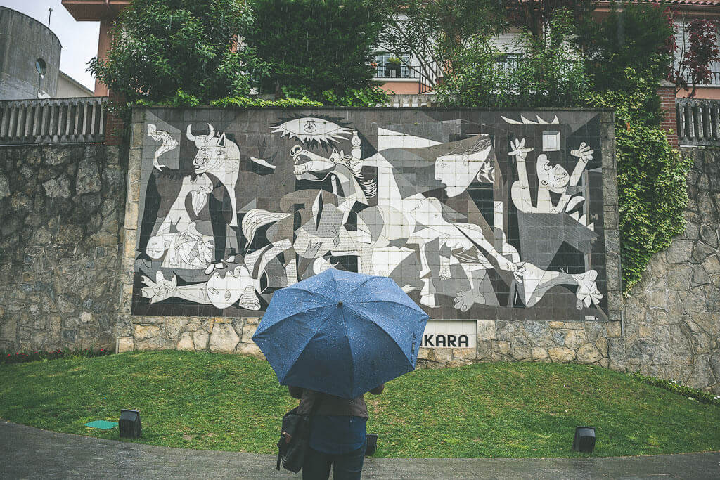 Basque town of Guernica with Picasso's Guernica painting. This is a must visit stop in the Basque region from Bilbao to San Sebastian and must be on your Spain road trip.