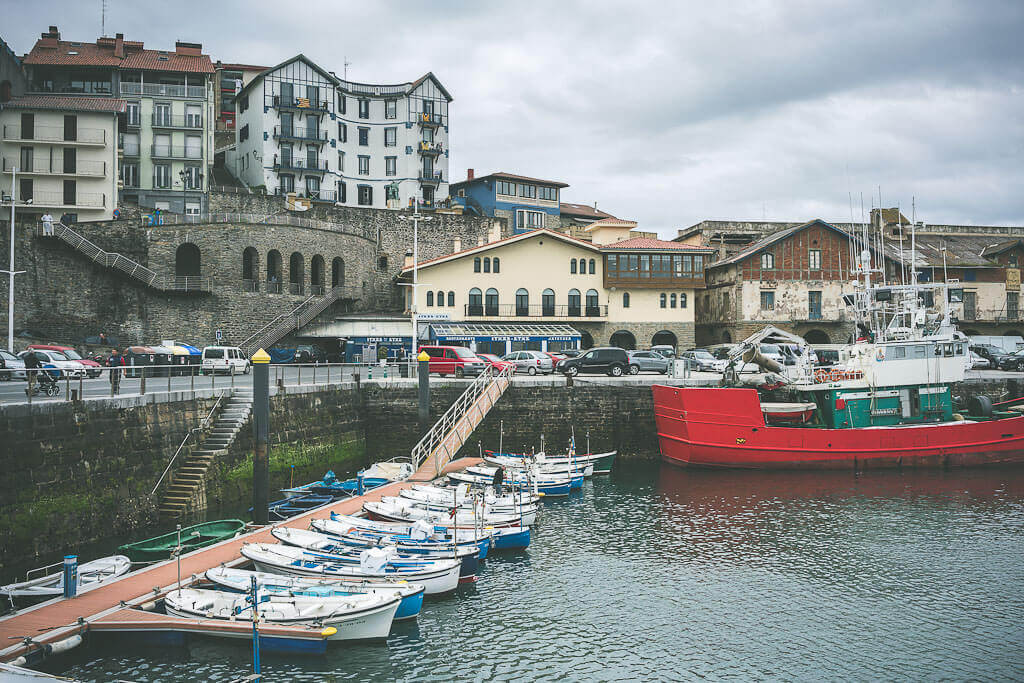 Harborside of Getaria, a Basque fishing village in Spain