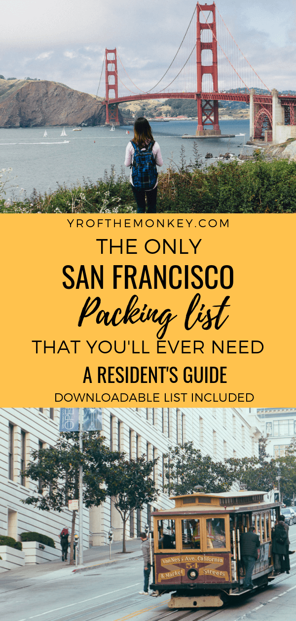 Visiting San Francisco, USA and have no idea about what to pack for our tricky microclimates? As a SF resident, I have curated the perfect guide for you on what to pack for San Francisco to be well prepared for our very un-California like weather! Pin this San Francisco packing list to your California or USA board now. #sanfrancisco #USA #California #packinglist #whattowearinSF #streetstyle