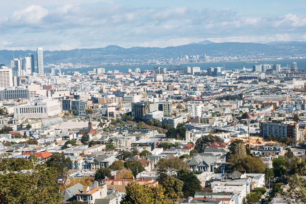 View from top of Corona Heights park, one of the most scenic hikes in San Francisco