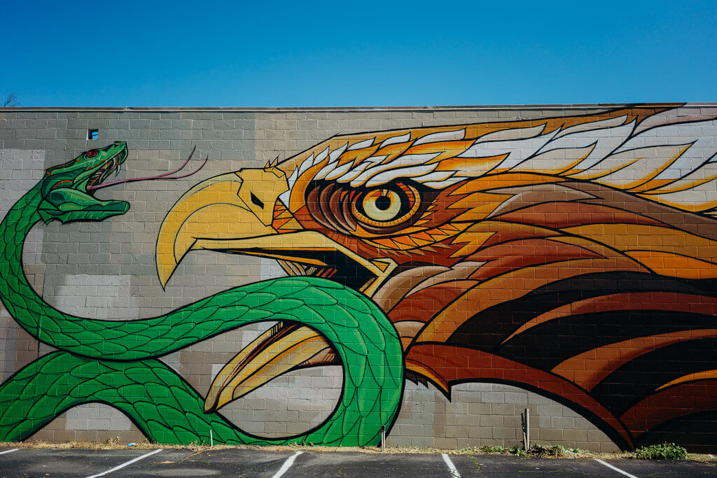 Raphael Delgado Mural Eagle and Snake