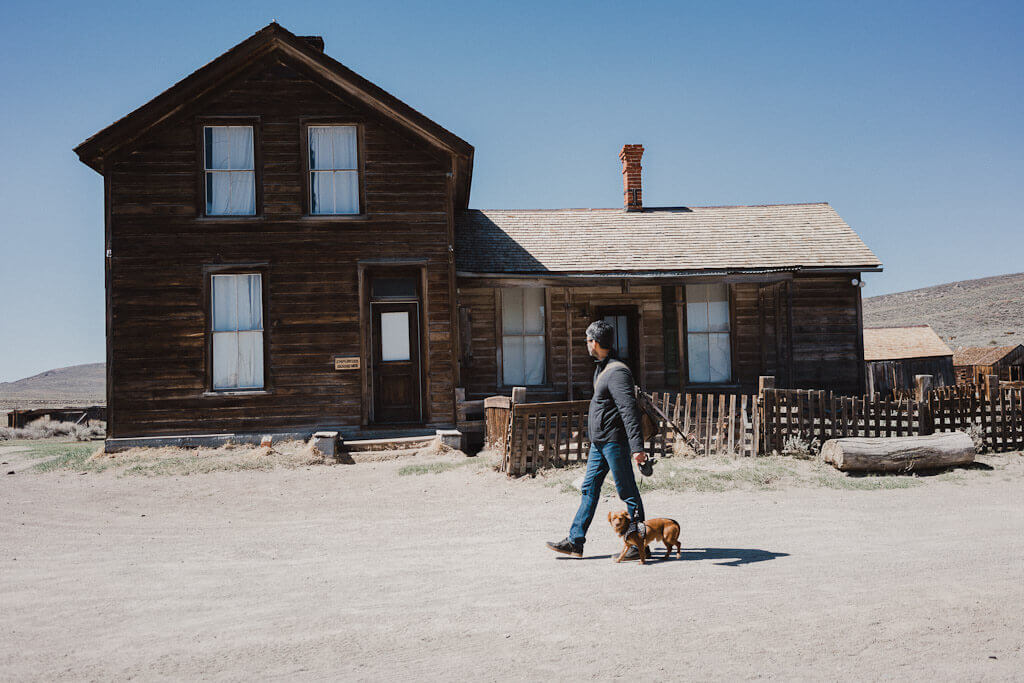 Exploring the Ghost town of Bodie in Mono County, California with dogs, dog friendly Bodie town